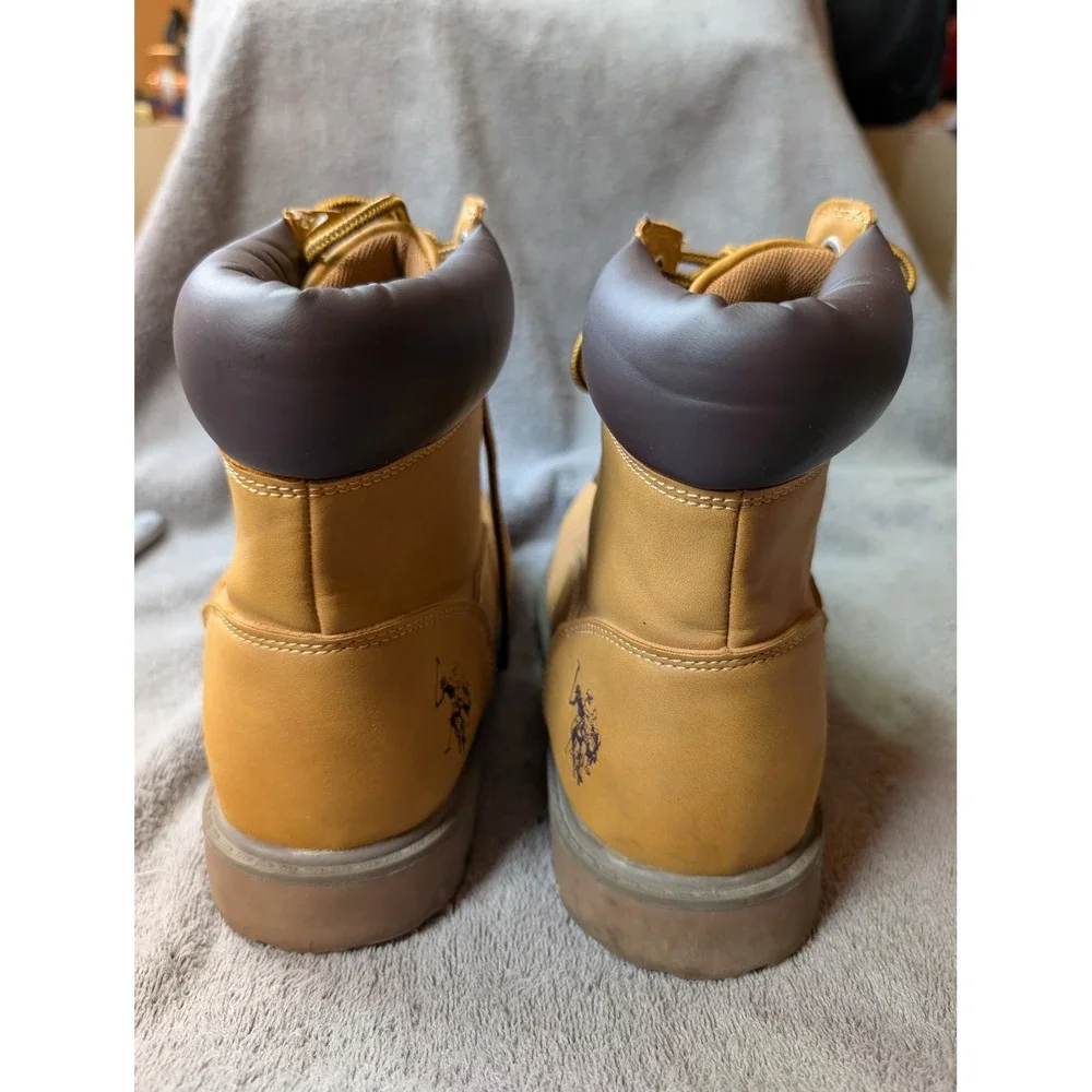 U.S. Polo Assn‎ Owen High Wheat Tan Lug Sole Lace Up Work Boots Mens 8.5 M